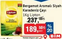 LİPTON BERGAMOT AROMALI SİYAH ÇAY KARADENİZ ÇAYI 1 KG